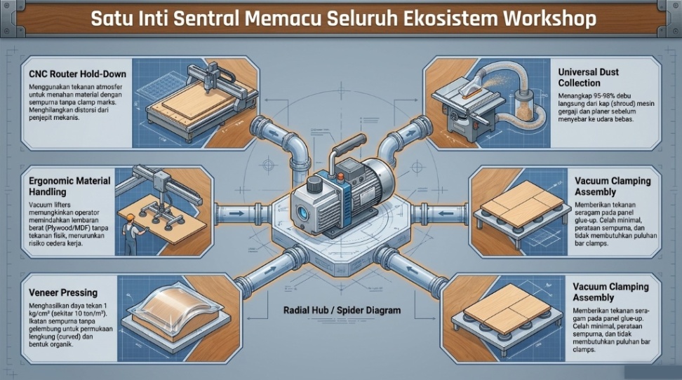 Aplikasi Central Vacuum di woodworking
